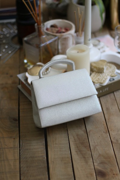 Moom Bag Women's White Glitter Stone Detail Evening Dress Shoulder Bag