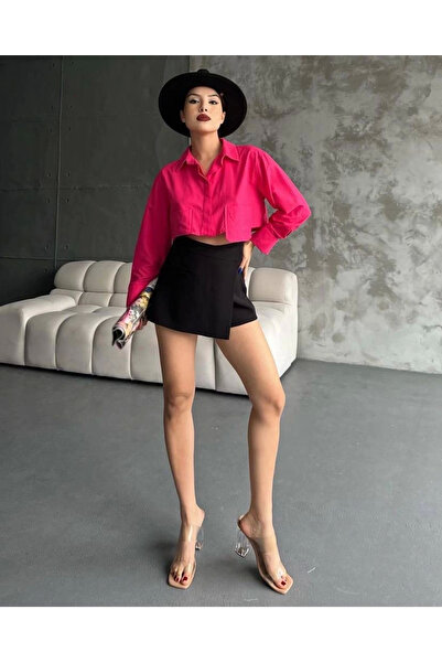 Ethab Ticaret Poplin crop shirt fuchsia s3060