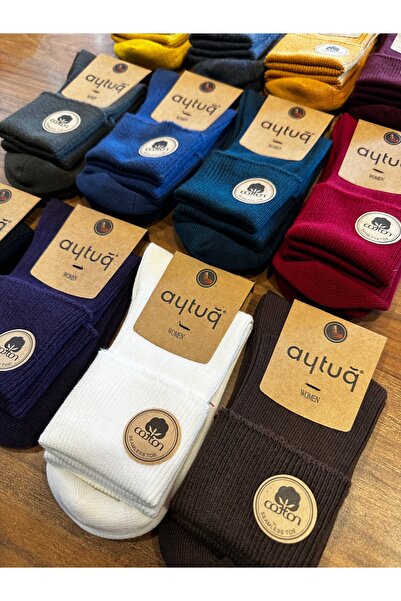 Aytuğ Women's Winter Folded Cotton Comfortable Socks 6 Pack
