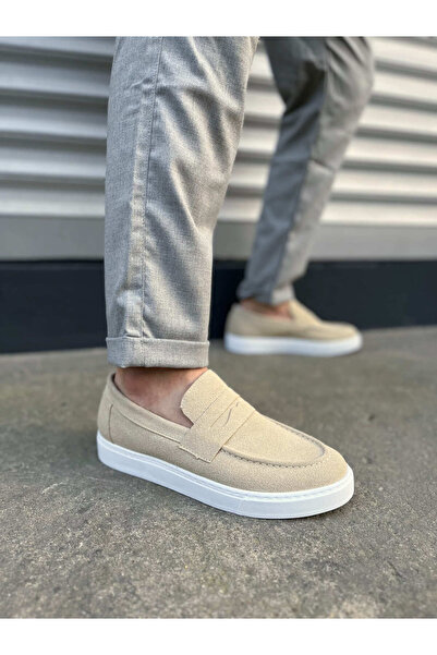 Zapatos JY180 Estilo X Bağcıksız Süet Erkek Günlük Spor Klasik Ayakkabı SBT - Krem