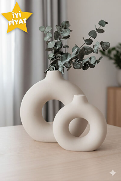 SZN HOME DESİGN Bohem Halka Vazo Set Büyük (17Cm) Küçük (14 Cm) Dekoratif Hed...