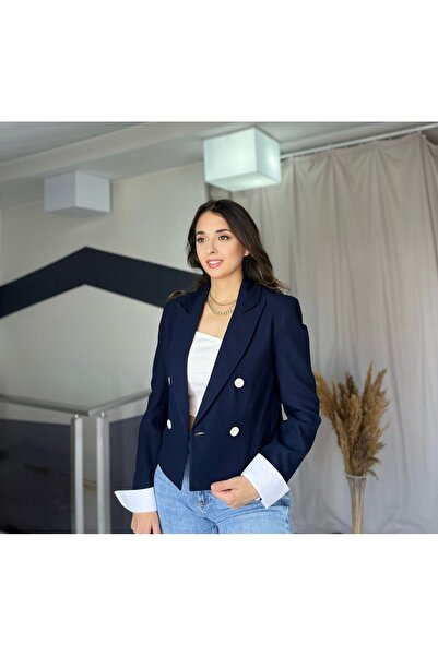 Starmount Butik Crop Ceket, Gömlek kol detaylı