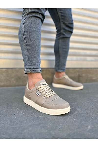 Zapatos JY0118 REX Ανδρικά παπούτσια με κορδόνια από λινό ύφασμα KKT - Μπεζ