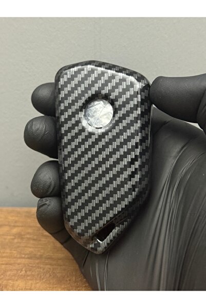 Luxe Aksesuarr Husă pentru chei din fibră de carbon cu 3 butoane compatibilă cu Volkswagen 2021-2023