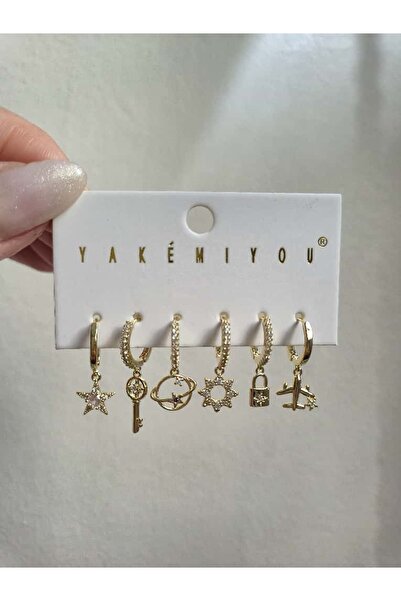 Haze Non-Tarnish Steel Yakemiyou Space Earring Set