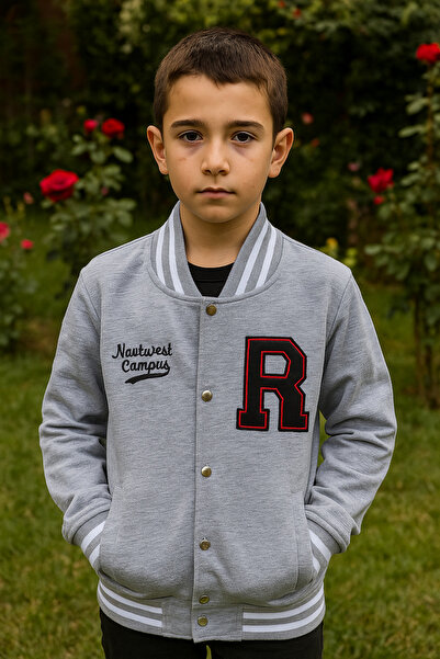 zeykid Unisex kolej ceketi kız ve erkek çocukları için kompakt kumaş şardonsu...