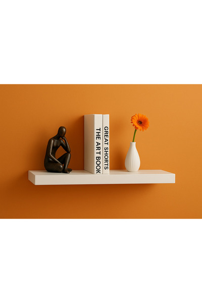 ANC Beyaz Uçan Raf Gizli Dubel Şık Estetik Görünüm15x50cm