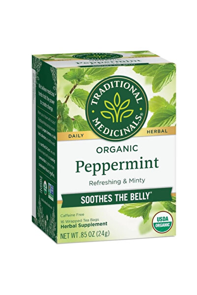 TRADITIONAL MEDICINALS Peppermint, Caffeine Free, 16 Wrapped Tea Bags, 0.85 o...