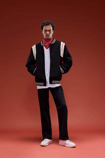 DeFacto Waterproof Regular Fit College Collar Bomber Jacket with Snap Fasteners and Inner Pockets E9245Ax25Wn