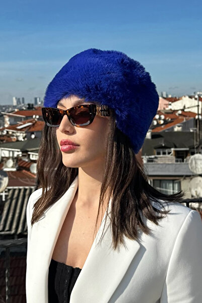 Fallen Kadın Lacivert KALPAK ŞAPKA | Kışlık Peluş Kadın Şapkası Rus Tarzı