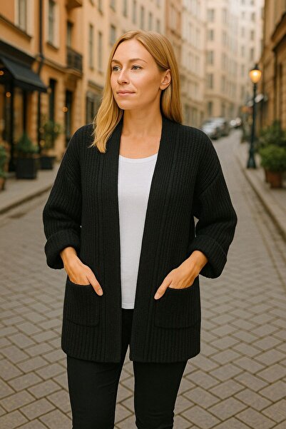 citycenterfashion Kadın Kalın Örgü Yumoş İplik Hırka cty-cnd-11397