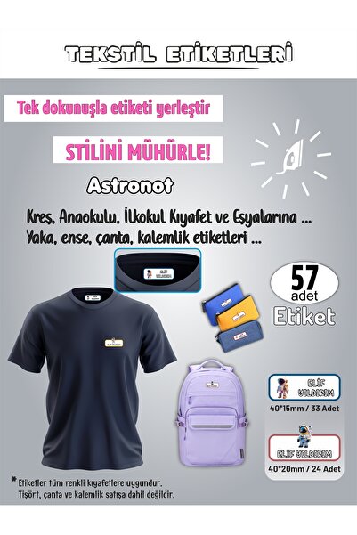 AGG Reklam Astronot Modeli Kreş Anaokulu İlkokul Kıyafet Eşya Yaka Ense İsim ...