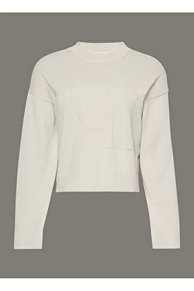 Calvin Klein Jeans Dik Yaka Standart Düz Beyaz Kazak Kadın LV047D304G67U