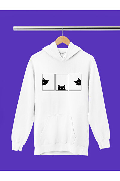 MAGORS سترة رياضية قطنية بأكمام طويلة مطبوعة برسومات قطة لطيفة، مصنوعة من 3 خ...