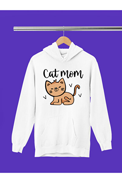 MAGORS سترة رياضية قطنية مطبوعة عليها عبارة 'CAT MOM' بأكمام طويلة وثلاثة خيو...