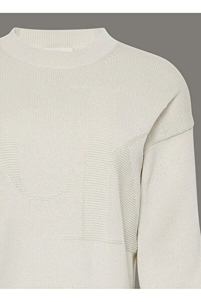 Calvin Klein Jeans Dik Yaka Standart Düz Beyaz Kazak Kadın LV047D304G67U