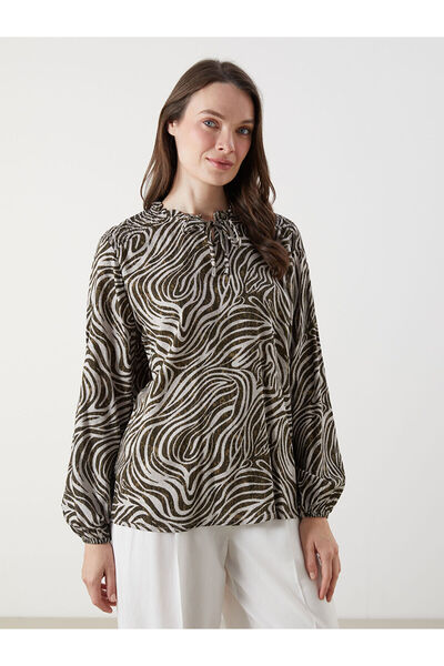 LC Waikiki Özmarka New Season Tie Neck Patterned Blouse