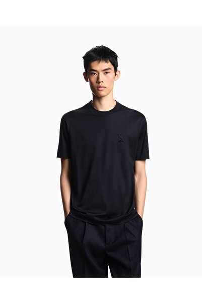 Emporio Armani Men's Cotton Regular Fit Round Neck Logo Embroidered Short Sle...