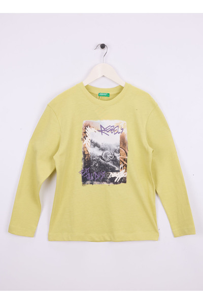 Benetton με τύπωμα Μουσταρδί μπλουζάκι για αγόρια 3TAMC10PV