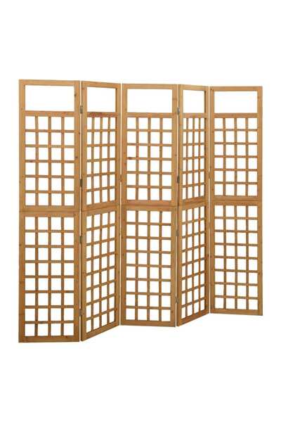 vidaxl 5-Panel Room Divider/Trellis Solid Fir Wood 201.5x180 cm