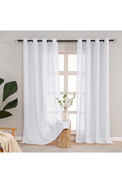Dali Semi-transparent Curtains LZE Home with Eyelets, 145 x 140cm, White