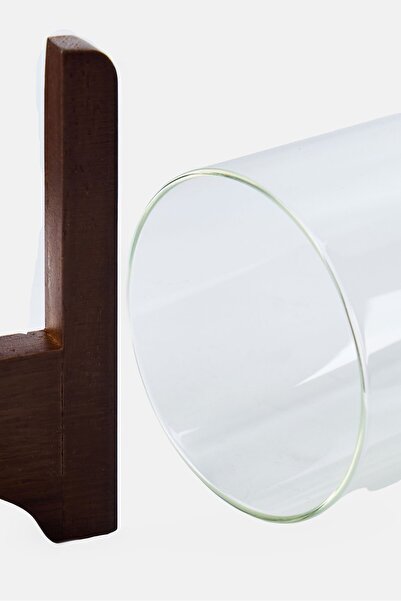 Muy Mucho Glass Vase With Wooden Base, Brown