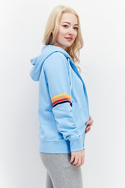 Ocean Pacific Women Hooded Long Sleeves Embroidered Sweatshirts, Turquoise