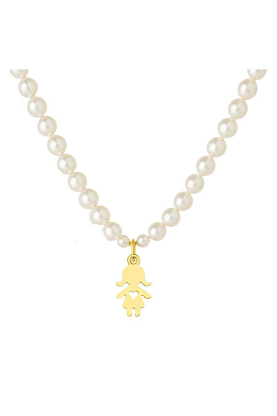 ohmygod jewelry Aur 14k Colier din perle si aur 14k cu charm fetita