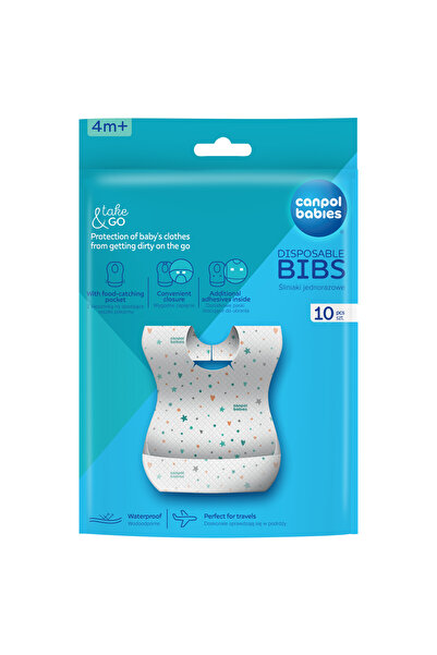 Canpol babies Set 10 bucati bavete de unica folosinta Canpol 1/800, impermeabile, cu buzunar de colectare