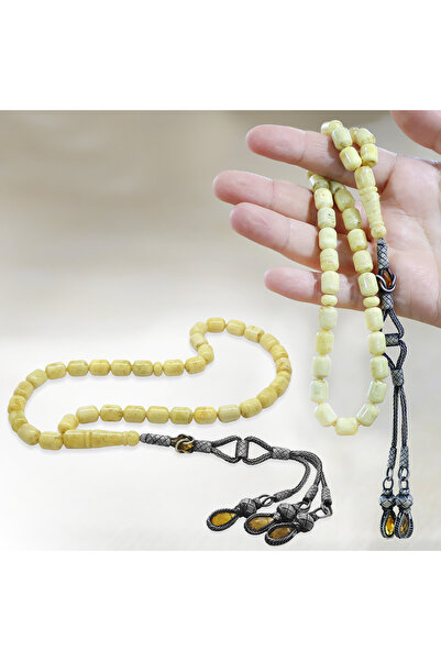 Tesbihane Damla Amber Prayer Beads - 1000 Sterling Silver with Kazaz Tassel - Capsule Cut - King Seccer - Premium Boxed