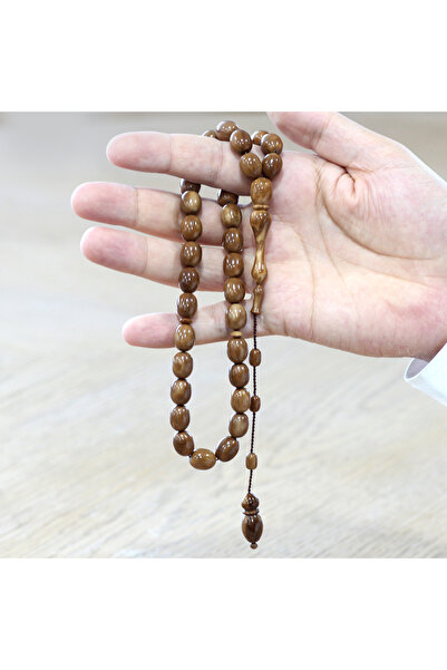 Tesbihane Systematic Hourglass Imame Design Chubby Capsule Cut Brown Kuka Prayer Beads
