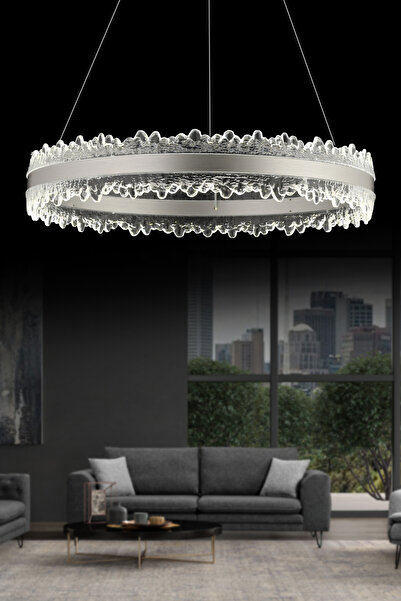 İstanbul Avize Planet 60'lık Gümüş Kumandalı 3 Renk Lüx Led Modern Ledli Avize