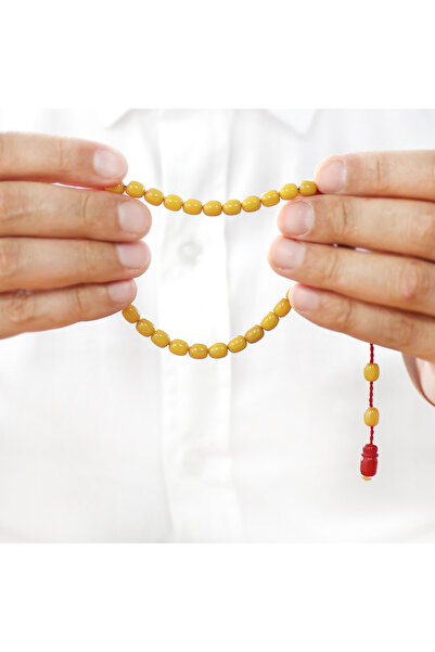 Tesbihane Systematic Cube Cut Double Color Imameli Wrist Length Green Fire Amber Prayer Beads