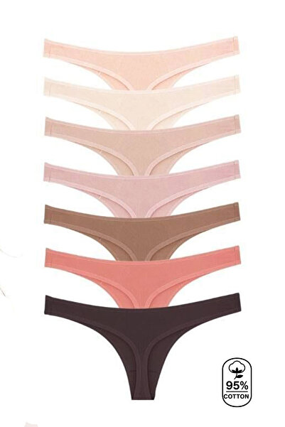 Ladytime Pamuklu Kadın Tanga Külot 7’li Paket – String Model – Rahat ve Şık İç Çamaşırı %95 Pamuk - 10051