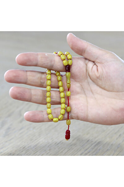 Tesbihane Systematic Cube Cut Double Color Imameli Wrist Length Green Fire Amber Prayer Beads