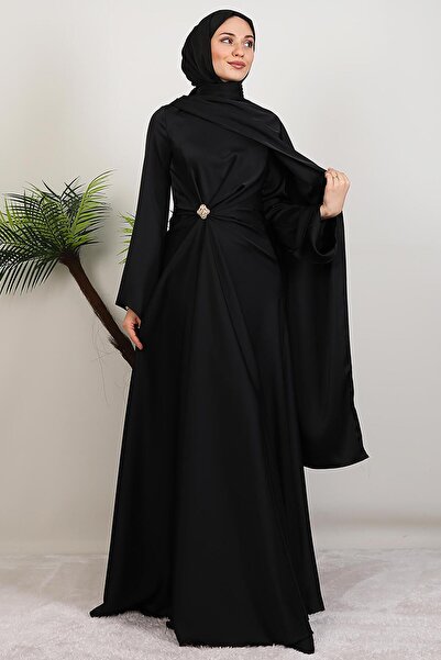 GİYZAMİLA Medusa Saten Abiye Siyah