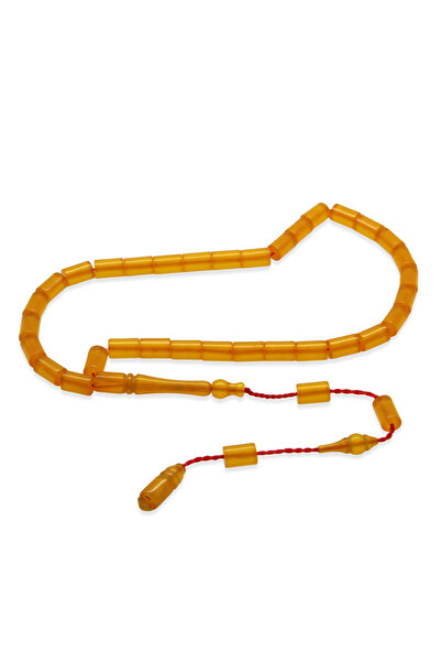 Tesbihane Systematic Cut Cut Off Bracelet Length Orange Fire Amber Prayer Beads