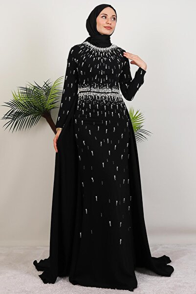 GİYZAMİLA Βραδινό φόρεμα Mery İnci Μαύρο