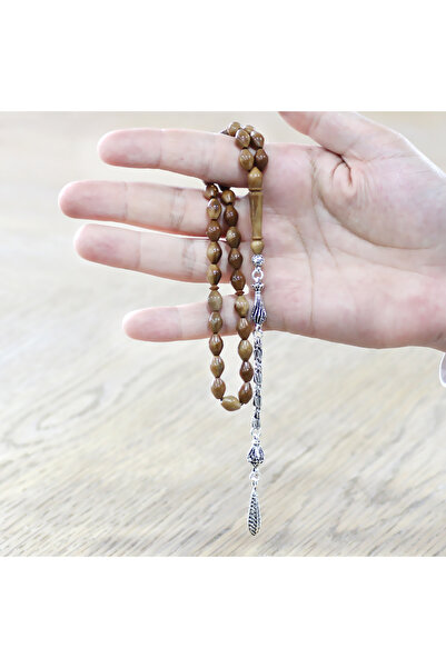 Tesbihane Kuka Tesbih - Non-Tarnish Metal King Tassel - Brown - Barley Cut