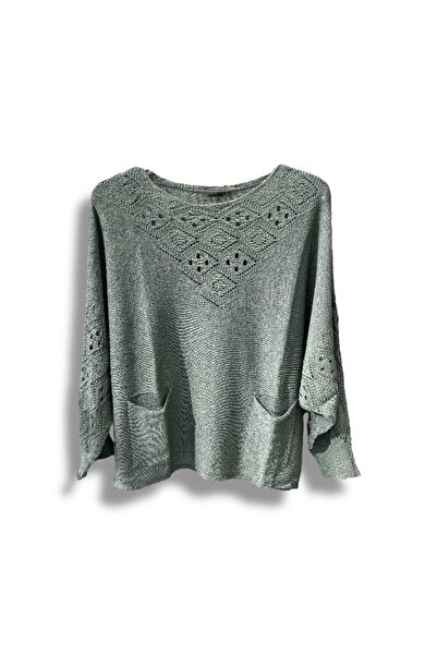 SUMEF Μπλούζα μεγάλου μεγέθους Mercerized Knitwear με τσέπες και διάτρητο σχέ...