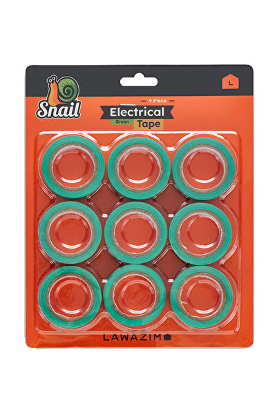 Lawazim Snail Electrical Tape - 9 Piece Green- Heat Moisture Abrasion Resistant Insulation Tape