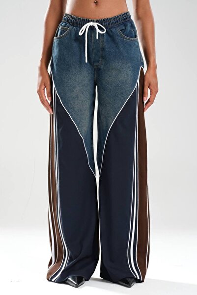 tw3 Pantaloni de damă din denim cu design cu dungi