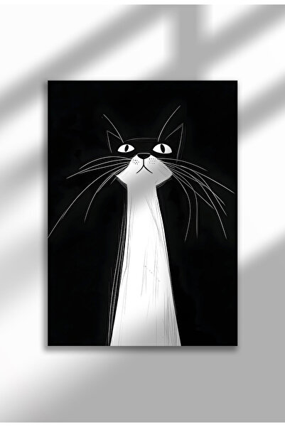 21mxm Imprimeu pe pânză cu pisică neagră – Operă digitală pe pânză neînrămată...