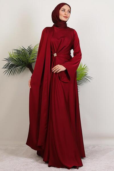 GİYZAMİLA Rochie de seara din satin Medusa Burgundy