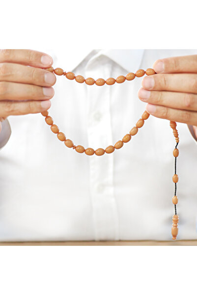 Tesbihane Systematic Barley Cut Cream Color Squeeze Amber Prayer Beads