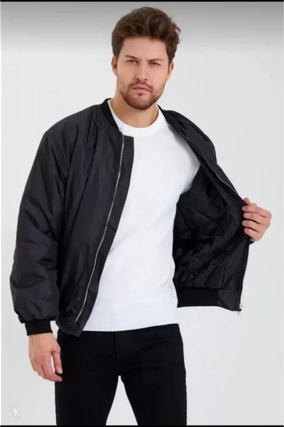 Giyimodam Unisex Μακρυμάνικο εμπριμέ μπουφάν Bomber - Μαύρο