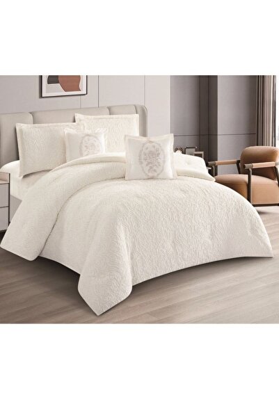 smart home لحاف شتوي مزدوج الجوانب (مخمل وفرو صناعي) بنقوش جاكار لامعة – 6 قطع، 250×230 سم