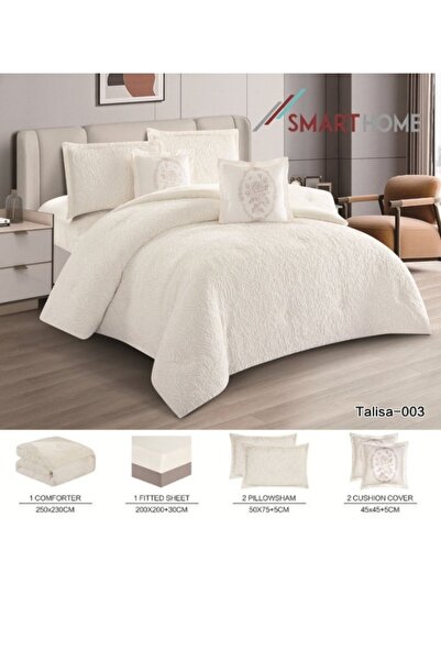 smart home لحاف شتوي مزدوج الجوانب (مخمل وفرو صناعي) بنقوش جاكار لامعة – 6 قطع، 250×230 سم