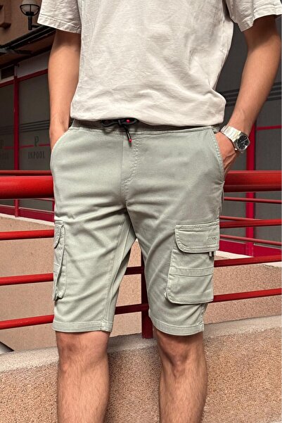 inpool Ανδρικό σορτς με κορδόνια στη μέση, ελαστικό, πλαϊνή τσέπη , βαμβακερό υφαντό σορτς 177