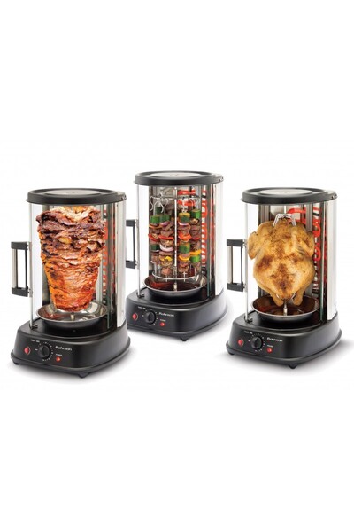 ROHNSON Vertical Electric Grill R2530, 21 L, 1500W, Timer 60 min, 7 Skewers, Rotisserie, Drip Tray,